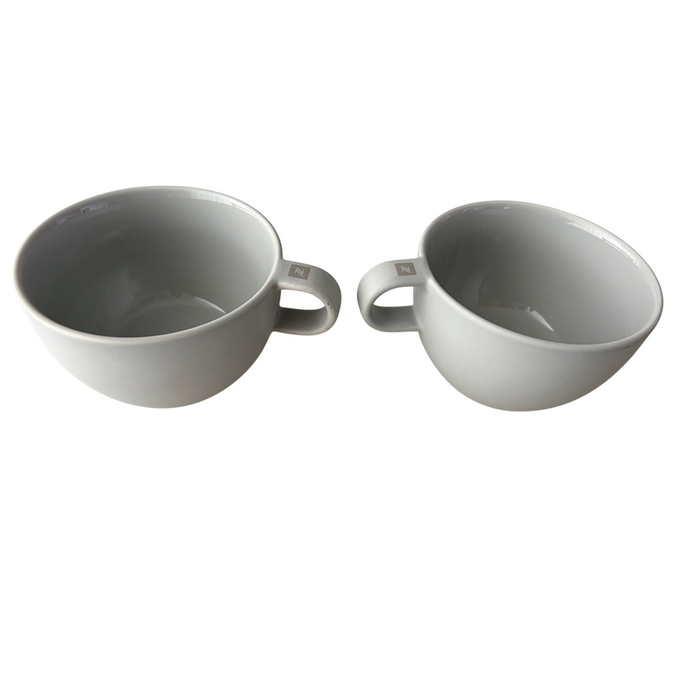 Nespresso Big-Game Vertuo Coffee Mugs Set of 2 Grey Ceramic D2327